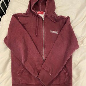 Supreme Maroon Zip Up Hoodie